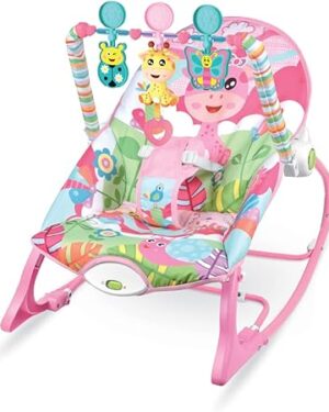 Maxibaby Cadeira de Descanso Balanço Funtime Unicórnio, Acompanha 3 Brinquedos Interativos Livre de BPA, Cinto 3 pontos (até 18kgs), Multicolorida.