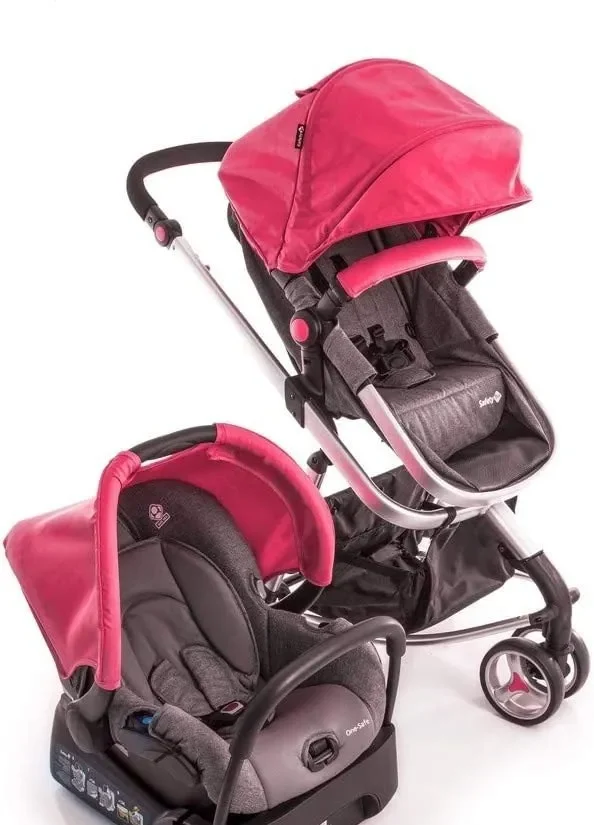 Carrinho De Bebê 3 Rodas Safety 1st Mobi Ts Pink Joy Silver Rosa